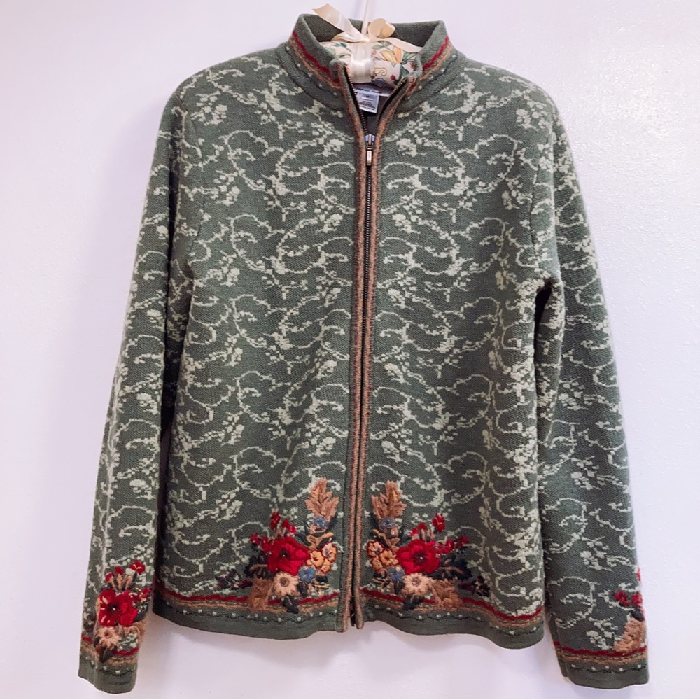 Pendleton Wool Blend Lined Embroidered Zipper Swe… - image 1